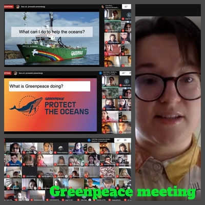 Międzynarodowa videokonferencja z przedstawicielką Greenpeace.